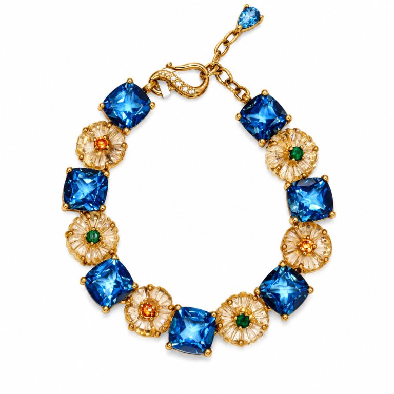 London Blue Topaz & Gemstone Statement Bracelet | Gold-Plated Sterling Silver London Blue Topaz & Gemstone Statement Bracelet | Gold-Plated Sterling Silver