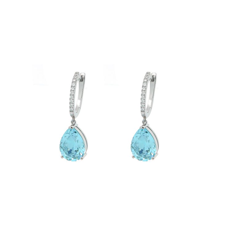 18K White Gold Earrings with Lab Paraiba