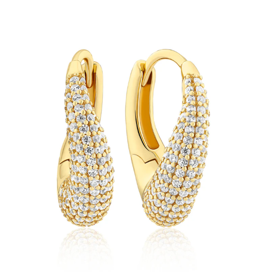 Sterling silver 925 gold plated earrings with cubic zirconia