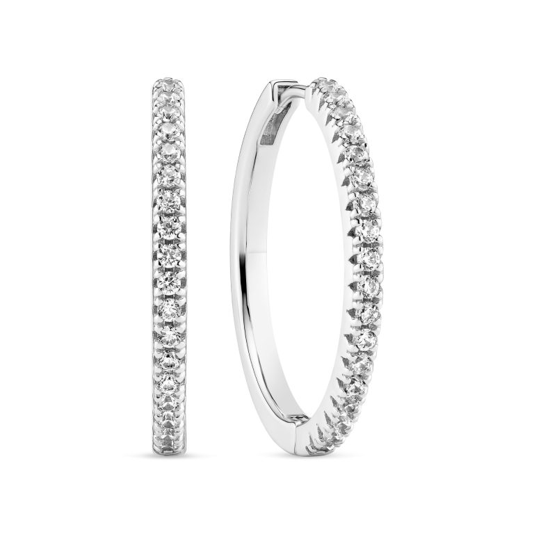 Hoops silver 925 earrings with cubic zirconia