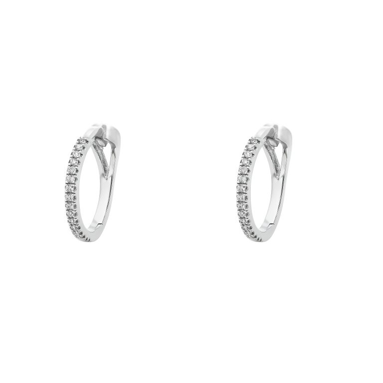 Diamond hoop earrings in 18k white gold