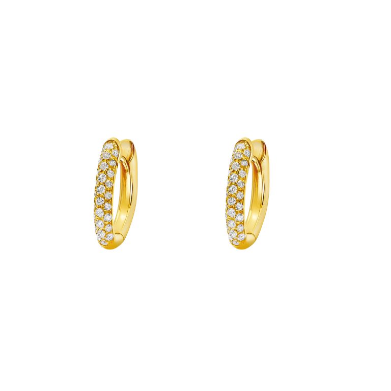 Yellow 18k gold diamond hoop earrings Yellow 18k gold diamond hoop earrings