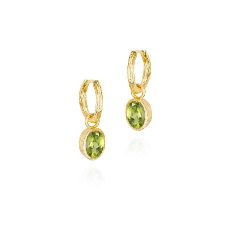 Hoop earrings with peridot in sterling silver