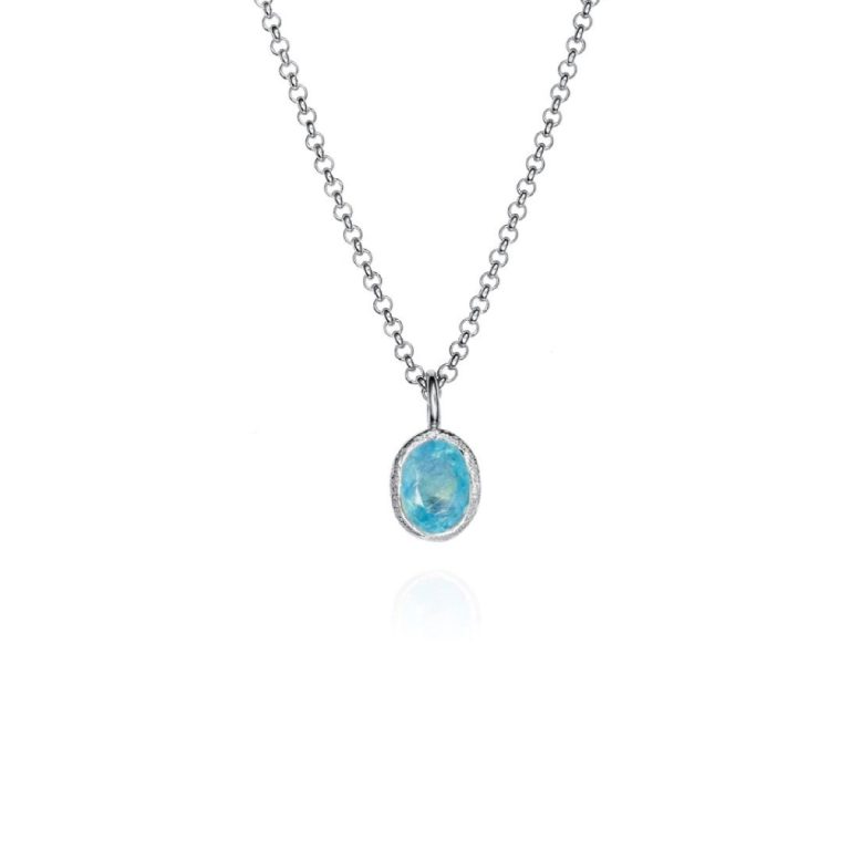 Pendant with aquamarine in sterling silver