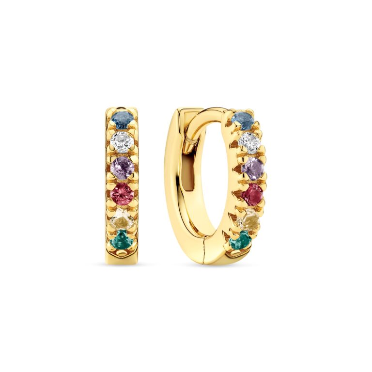 Multicolor cubic zirconia hoop earrings